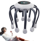 Octopus Claw Eight Claw Massager Stress Relief USB Charging Electric Head Massager Hands Free Therapeutic Multi-Point Massage
