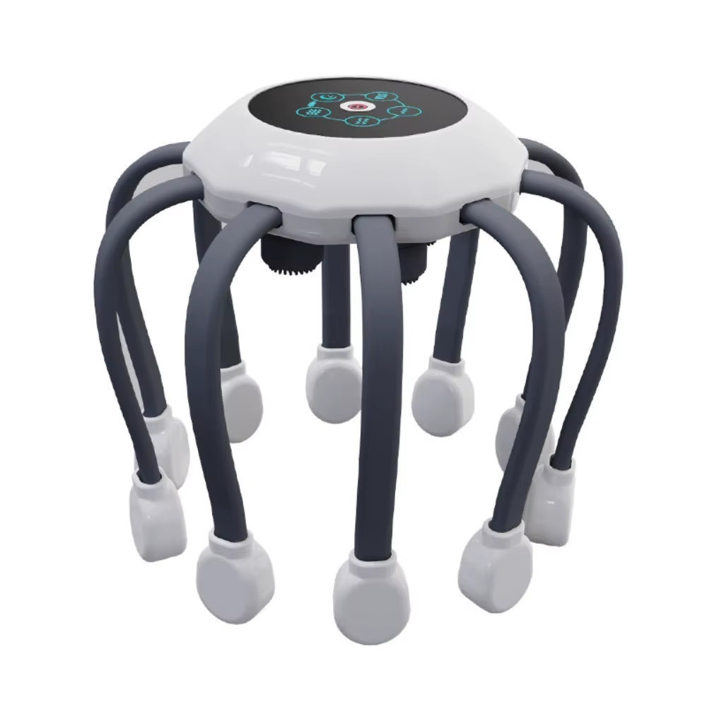 Octopus Claw Eight Claw Massager Stress Relief USB Charging Electric Head Massager Hands Free Therapeutic Multi-Point Massage